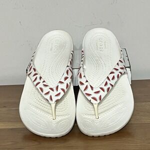 Crocs Women's Flip Flop Thong Sandals White With Watermelon Pattern Size 7